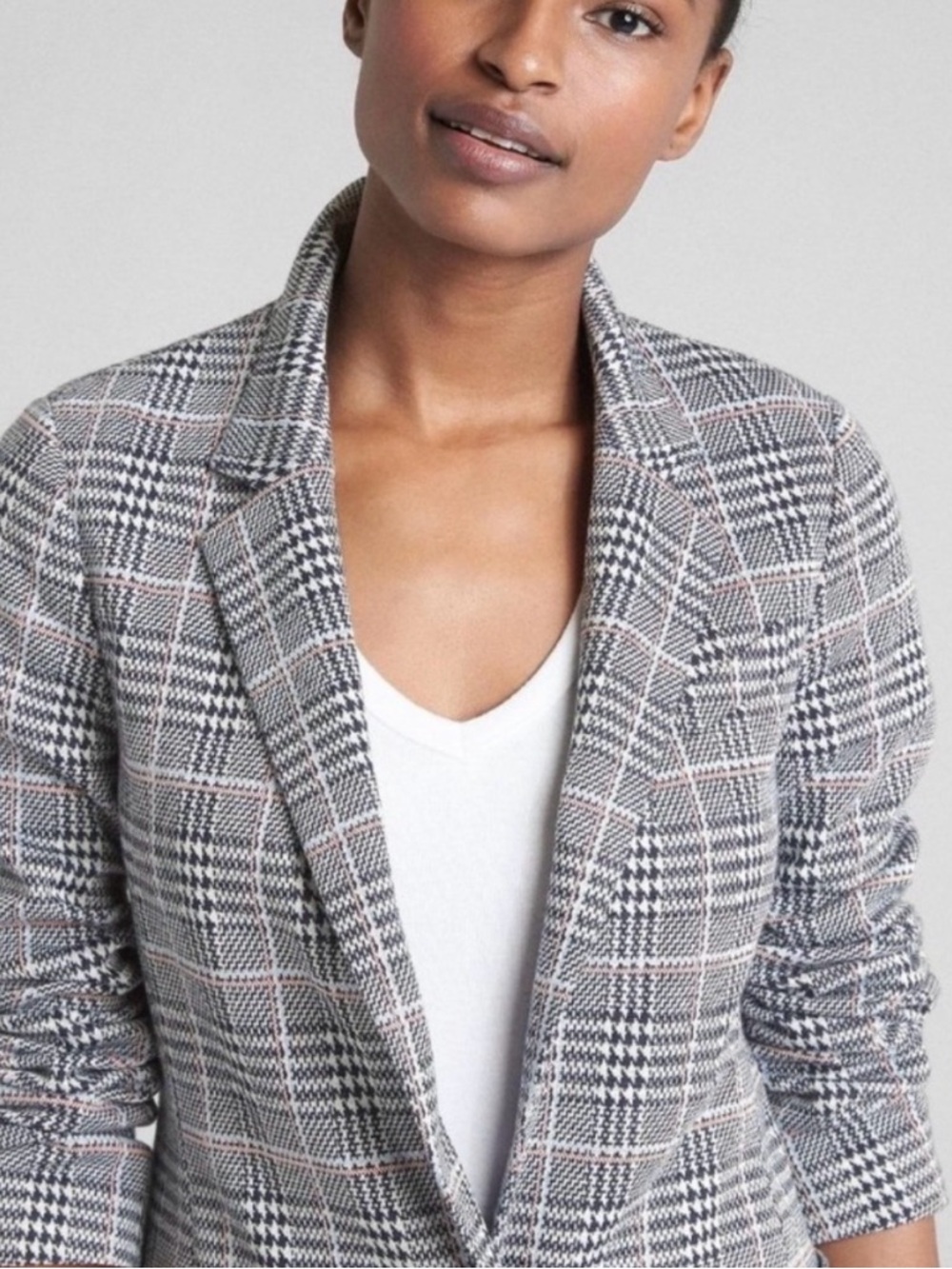 Gap Patch Pocket Grid Plaid Blazer Jacket Gray Women’s 4